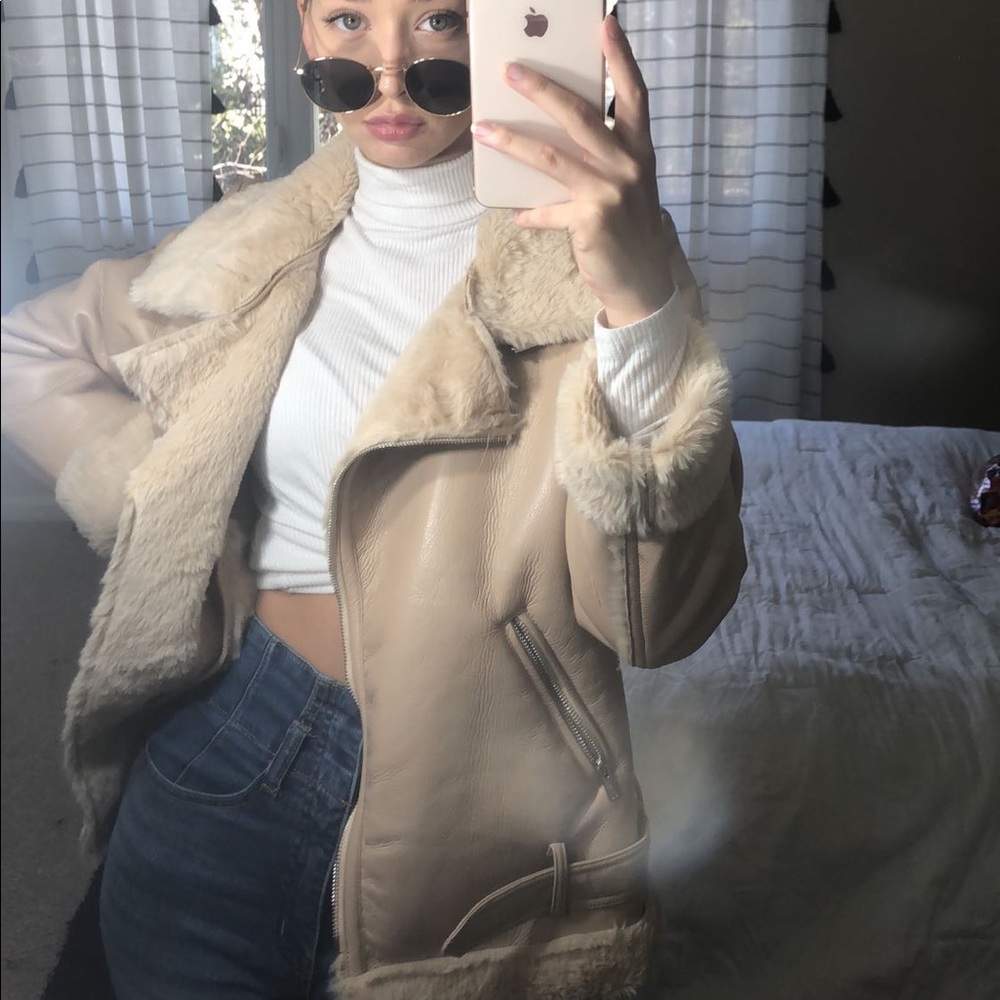 Cozy PU Aviator jacket